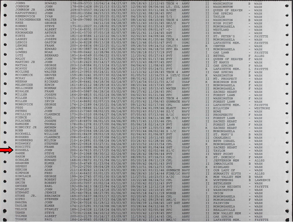 burial card